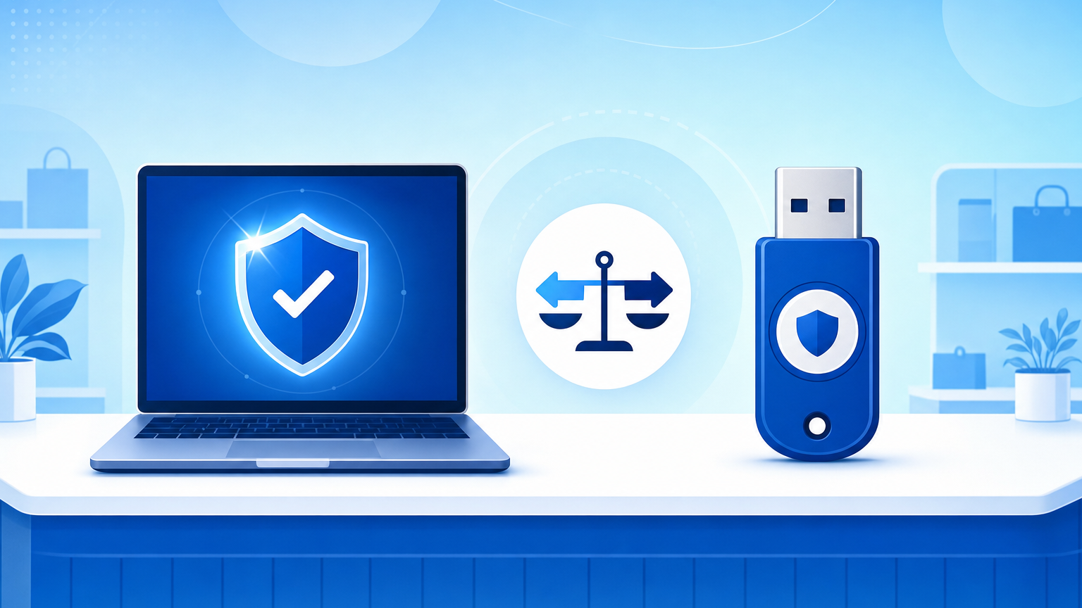 Comparação entre certificado digital A1 no computador e A3 em token físico no balcão da loja