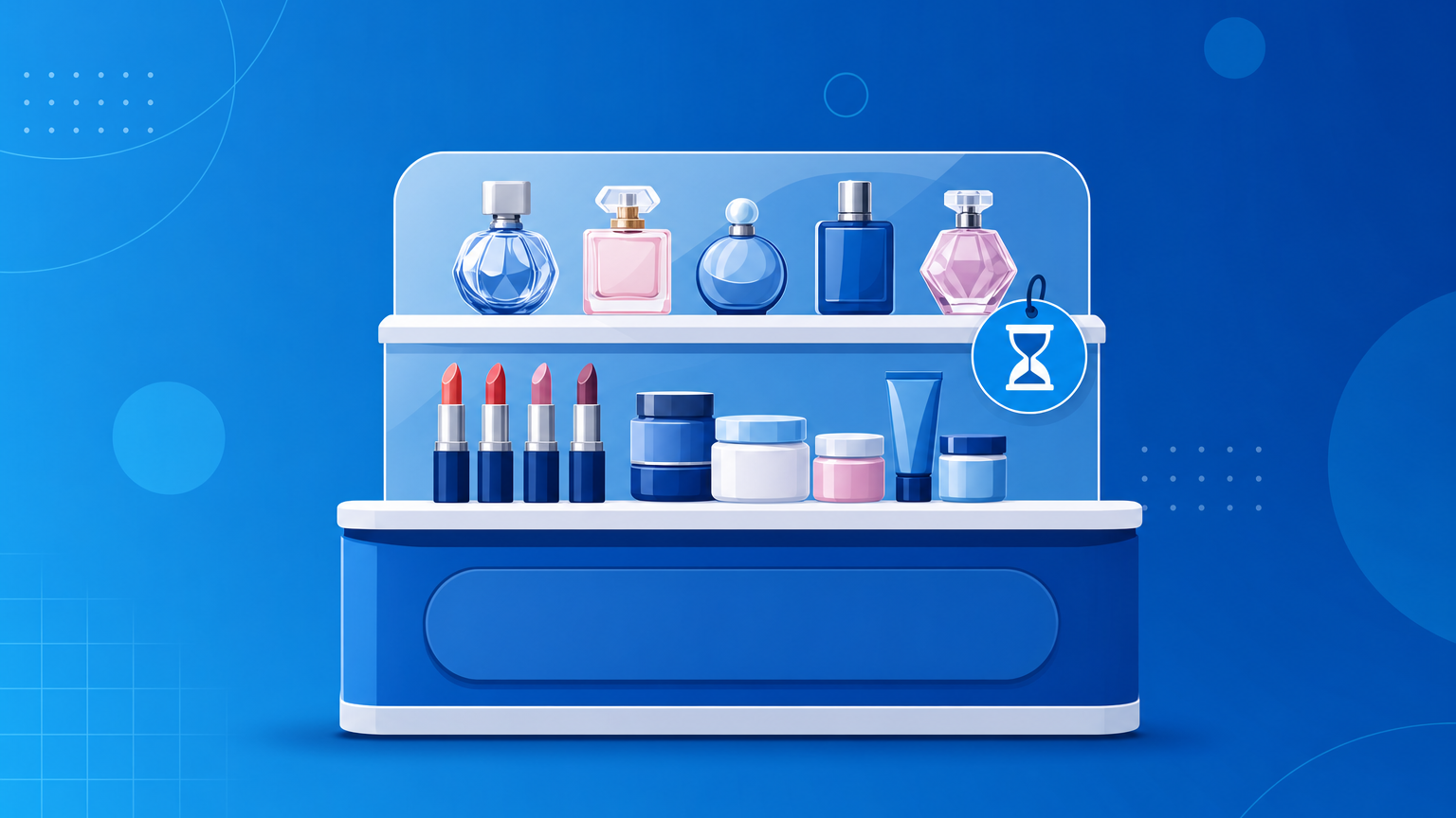 Lojista controlando o estoque de uma loja de cosméticos e perfumaria em um sistema de gestão