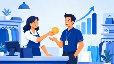 Dono de loja calculando a comissão de vendedor no computador do balcão